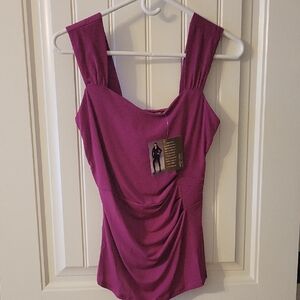Purple Ruched Tank Top Blouse